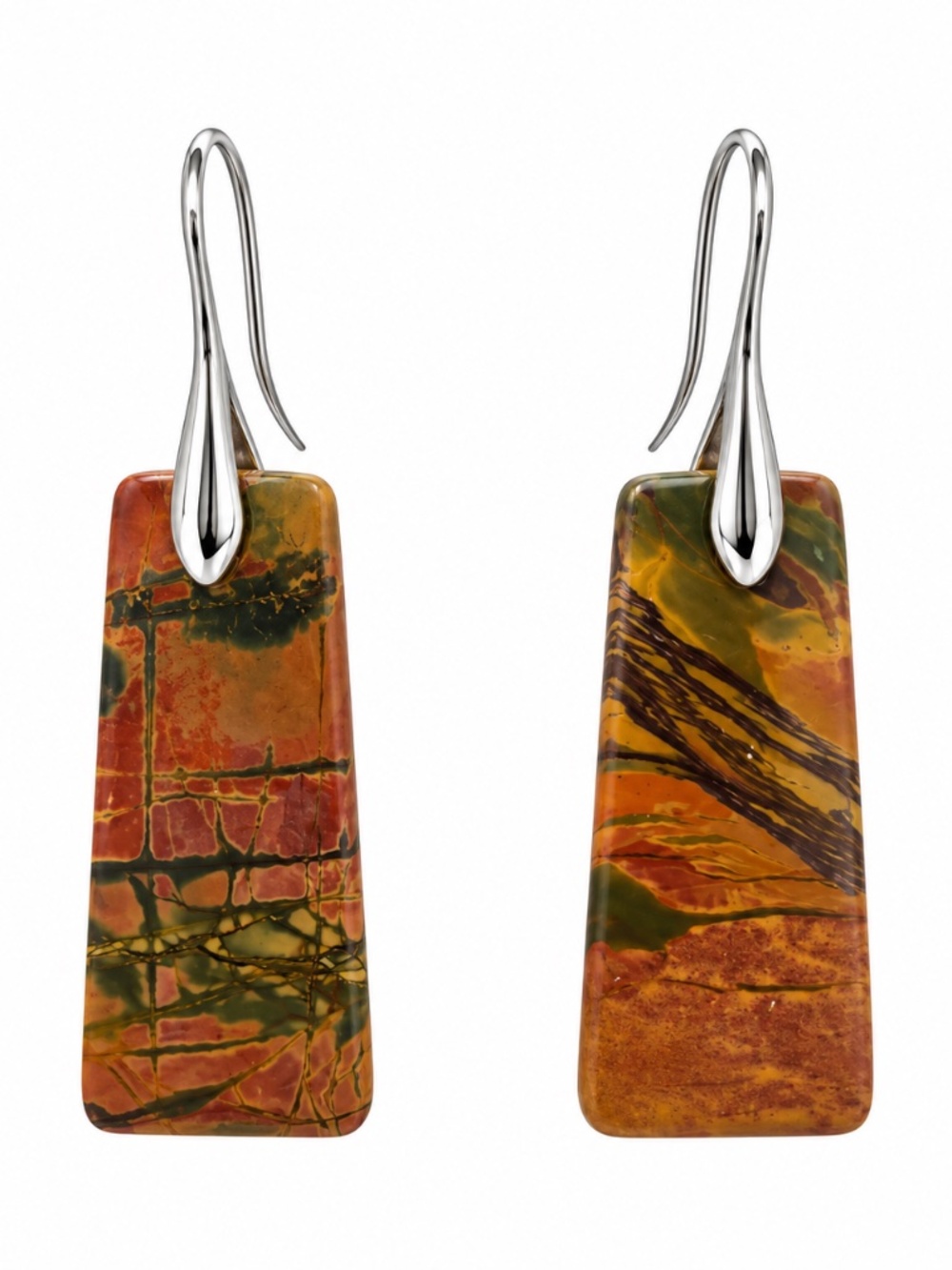 NWT Genuine Jasper Statement Drop Earrings